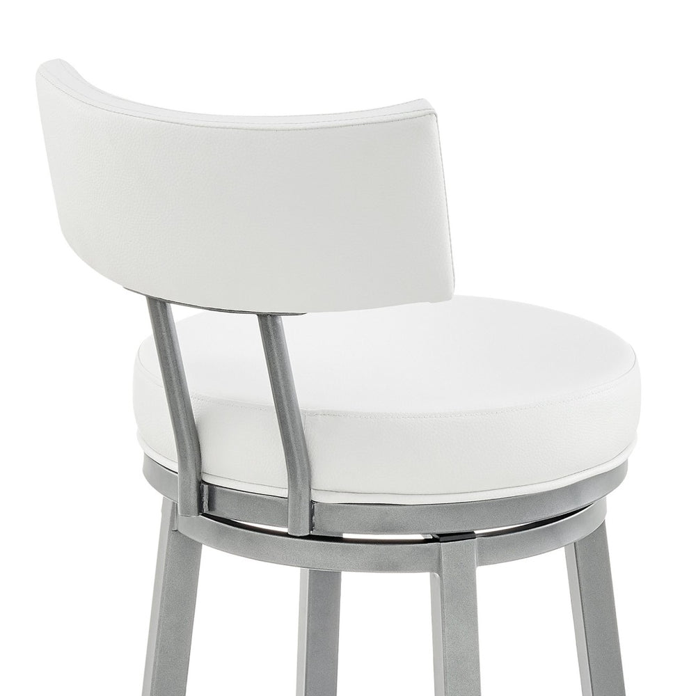 English Elm Sylra Swivel Counter Stool: Stylish Cloud Finish & White Faux Leather For Chic Kitchen Seating B2736P268527-GIGA
