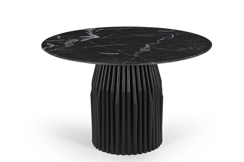 Vig Furniture Modrest Jenna - Stylish Black Marble Round Dining Table With Black Mango Base, Perfect For Modern Homes Black  Vgbr-sba-4227-blk
