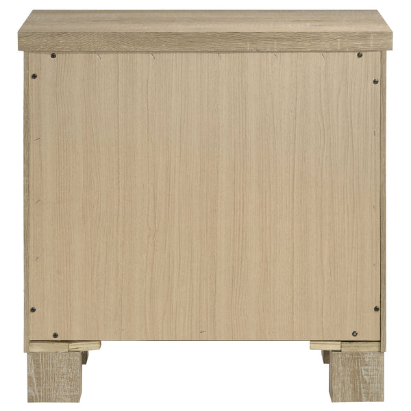 English Elm Sansome Weathered Oak Nightstand 2-Drawer Modern Farmhouse Bedside Table with Dark Bar Pulls, Textured Wood Grain Finish B062P378347