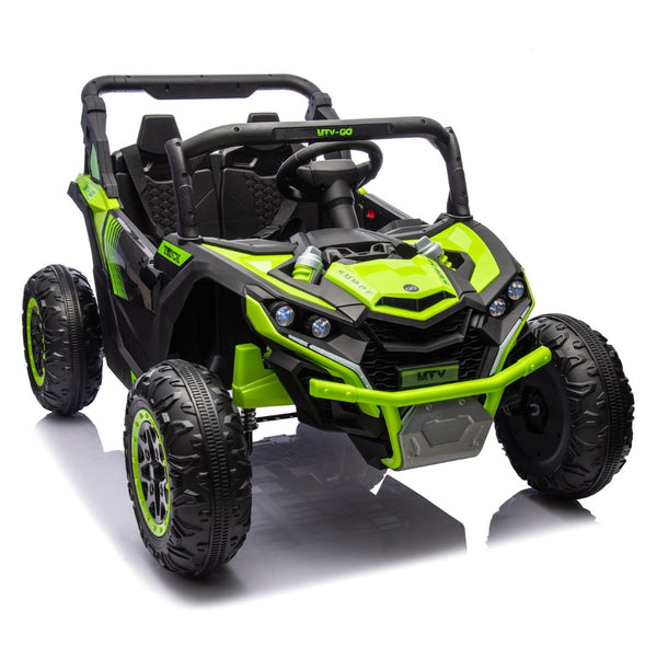 English Elm 24v Two Seat Kids Electric Utv with Parental Remote Suspension Off Road Ride On Green W1578P184798