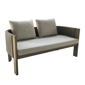 Vig Furniture Renava Stylish Outdoor Beige Fabric Loveseat With Grey Rope - Perfect For Your Patio Retreat! Grey  Vgvk-wt275-2u-bge