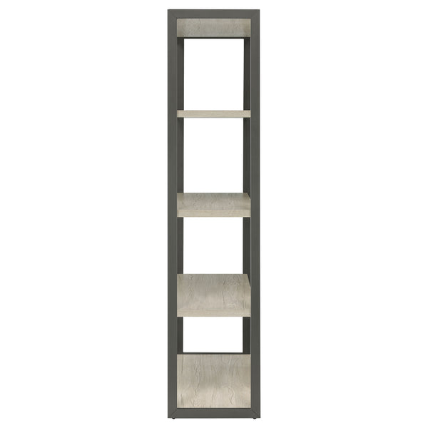 English Elm Loomis White-Washed Grey 4-Shelf Bookshelf 72"H Rustic Modern Open Frame Storage w/ Minimalist Charm B062P344965