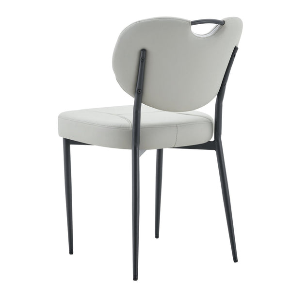English Elm Dark Oil Waxed Faux Leather Dining Chair Set with Diamond Tufted High Back Metal Legs W3493P449243
