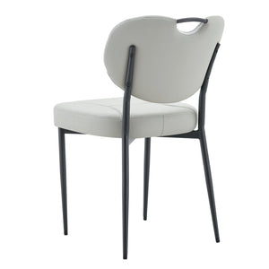 English Elm Dark Oil Waxed Faux Leather Dining Chair Set with Diamond Tufted High Back Metal Legs W3493P449247