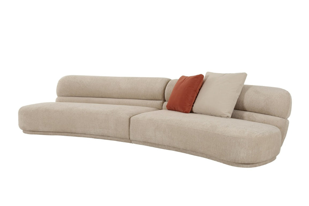 VIG Furniture Knight Curved Beige Sectional Sofa For 6 — Modern Plush Fabric, Durable Frame, Includes 2 Pillows VGOD-ZW-24021-BGE