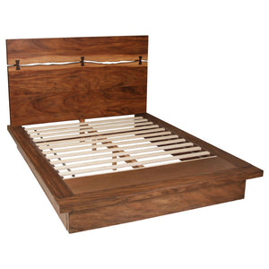 English Elm Beverly Queen Bedroom Set with Live Edge Headboard Walnut Veneer Floating Base B062S01709