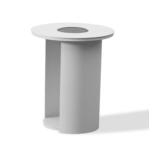 Vig Furniture Renava Onza - Stylish White Outdoor End Table With Solar Light For Elegant Patio Ambiance White  Vgvk-ct009-s-sl-wht