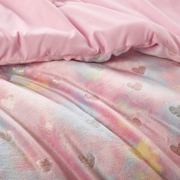 English Elm Metallic Printed Plush Comforter Set With Decorative Pillow - Luxe Full/Queen Cozy Elegance B035P294499