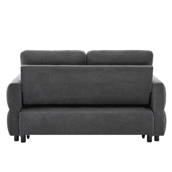 English Elm Convertible Chenille Sleeper Loveseat with Usb Ports and Reclining Backrest for Small Spaces Grey N719P390439E