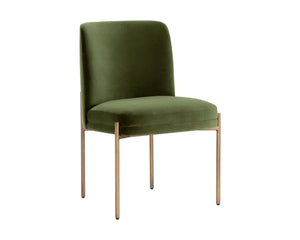Sunpan Richie Dining Chair - Luxurious Forest Green Upholstery With Antique Brass Legs For Elegant Dining Green Fabric 111545
