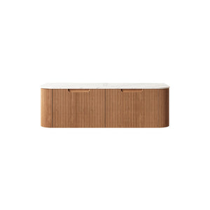 English Elm Dina Floating Bathroom Vanity Cabinet Sintered Stone Top Woodgrain 2 Drawers W2615P293814