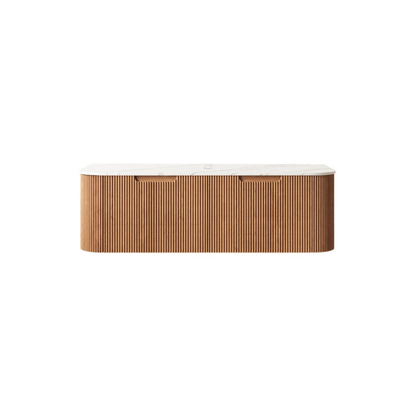 English Elm Dina Floating Bathroom Vanity Cabinet Sintered Stone Top Woodgrain 2 Drawers W2615P293814