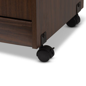 Baxton Studio Baxton Studio Tannis Modern Kitchen Cabinet with Smart Storage and Easy Mobility for Contemporary Spaces Walnut WS883150-Dark Walnut