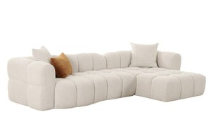 VIG Furniture Freya Modular Beige Sectional Sofa With Ash Veneer Console, Right-Facing Chaise, 5-Seat Comfort VGOD-RD-047-BGE