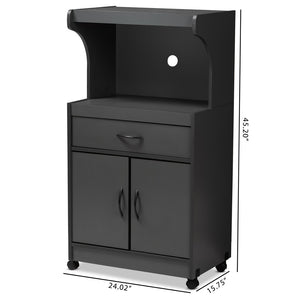 Baxton Studio Baxton Studio Tannis Modern Kitchen Cabinet with Smart Storage and Easy Mobility for Contemporary Spaces Grey WS883150-Dark Grey