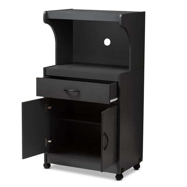 Baxton Studio Baxton Studio Tannis Modern Kitchen Cabinet with Smart Storage and Easy Mobility for Contemporary Spaces Grey WS883150-Dark Grey