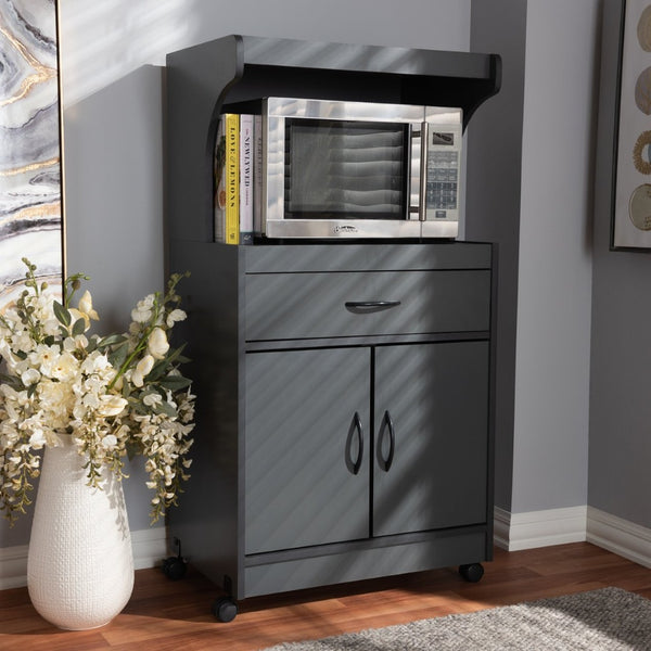 Baxton Studio Baxton Studio Tannis Modern Kitchen Cabinet with Smart Storage and Easy Mobility for Contemporary Spaces Grey WS883150-Dark Grey