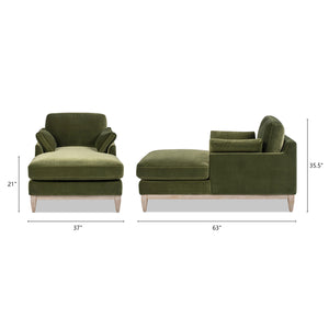 English Elm Jennifer Taylor Home - Pasadena Modern Farmhouse Chaise Lounge Chair In Olive Green – Eco-Friendly Velvet Comfort & Style B2719P265597