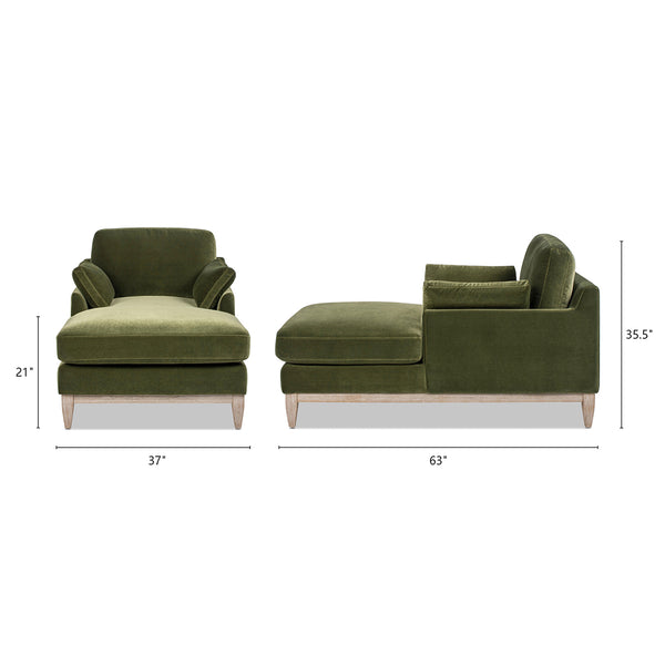 English Elm Jennifer Taylor Home - Pasadena Modern Farmhouse Chaise Lounge Chair In Olive Green – Eco-Friendly Velvet Comfort & Style B2719P265597