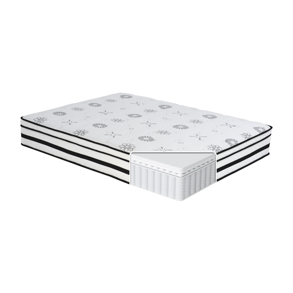 English Elm 12-inch Vela Promo Hybrid Queen Mattress with Breathable Quilted Cover, Green Tea Freshness, Plush Support White 16.5 L x 16.5 W x 80 H B011P213355
