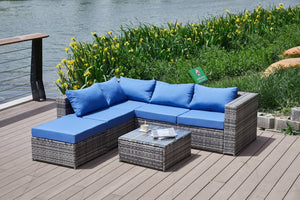English Elm Patio Sofa With All-Weather Cushions For Stylish Outdoor Relaxation And Entertaining Spaces B205S00063-GIGA