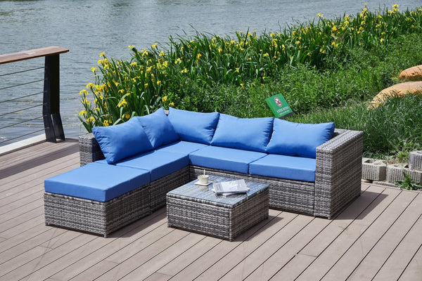 English Elm Patio Sofa With All-Weather Cushions For Stylish Outdoor Relaxation And Entertaining Spaces B205S00063-GIGA