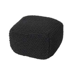 English Elm Hollis Chunky Knit Cotton Cube Pouf Handcrafted Footrest for Living Room or Bedroom 62659.00DGRY