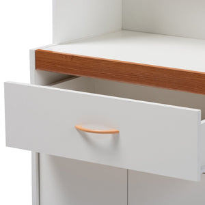 Baxton Studio Baxton Modern Kitchen Hutch with Two-Tone White and Cherry Finish, Glass Doors & Smart Storage Solutions WS883200-White/Cherry