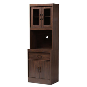Baxton Studio Baxton Studio Laurana Modern Dark Walnut Hutch - Stylish Storage & Microwave Compartment For Kitchen WS883200-Dark Walnut