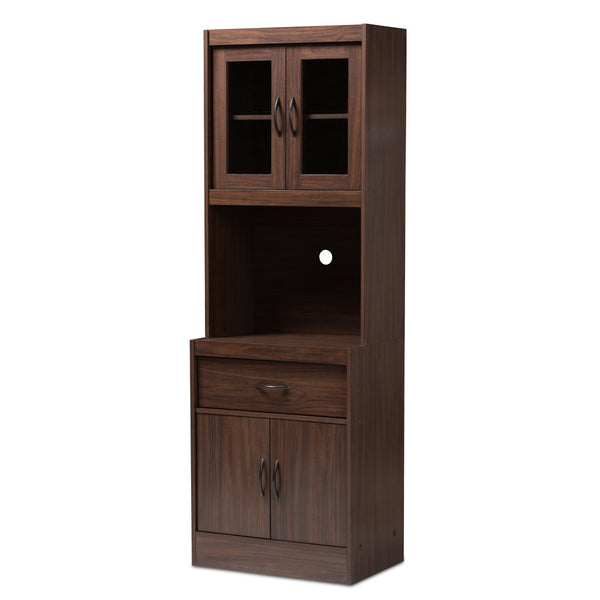 Baxton Studio Baxton Studio Laurana Modern Dark Walnut Hutch - Stylish Storage & Microwave Compartment For Kitchen WS883200-Dark Walnut