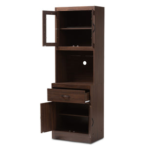 Baxton Studio Baxton Studio Laurana Modern Dark Walnut Hutch - Stylish Storage & Microwave Compartment For Kitchen WS883200-Dark Walnut