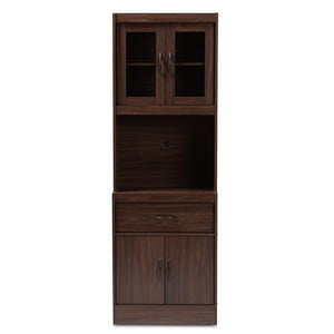 Baxton Studio Baxton Studio Laurana Modern Dark Walnut Hutch - Stylish Storage & Microwave Compartment For Kitchen WS883200-Dark Walnut