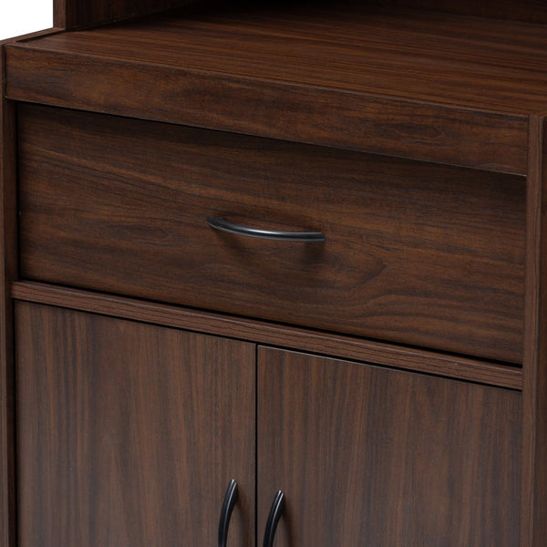 Baxton Studio Baxton Studio Laurana Modern Dark Walnut Hutch - Stylish Storage & Microwave Compartment For Kitchen WS883200-Dark Walnut