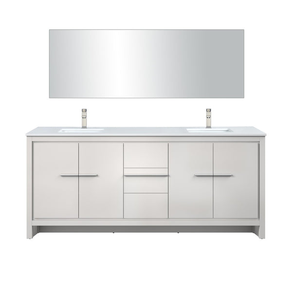 English Elm White Double Bath Vanity Set With Cultured Marble Top, Brushed Nickel Faucet & 70" Mirror Included B2731S01778-GIGA
