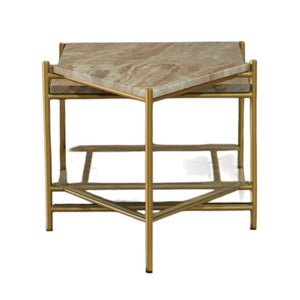Vig Furniture Modrest Mosk - Chic Modern Coffee Table With Elegant Marble, Glass Top, And Stylish Brass Accents Brass  Vgnr-ni90027