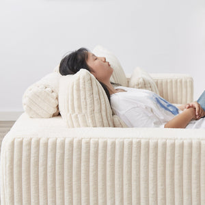 English Elm 87" Oversized Sectional Lounge Chaise - Cloud-Like Comfort, No Assembly, Plush Loveseat With Footstools W834S00331