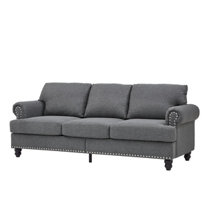 English Elm 83" Modern Classic Three-Seater Sofa with Storage, Upholstered Polyester, Solid Wood Frame, 900lb Capacity Grey W1097S00172