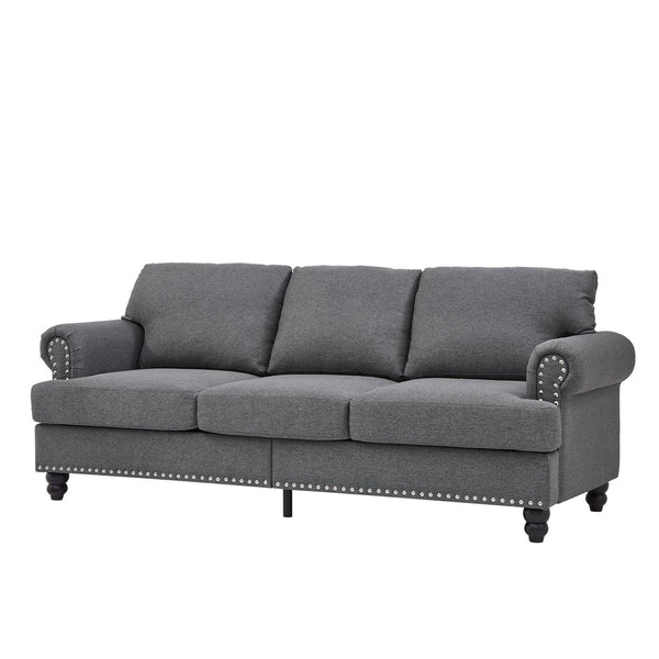 English Elm 83" Modern Classic Three-Seater Sofa with Storage, Upholstered Polyester, Solid Wood Frame, 900lb Capacity Grey W1097S00172