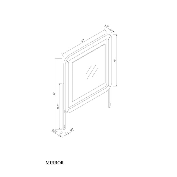 English Elm Beverly Large Black-White Dresser Mirror with Sleek Rounded MDF Frame and Attached Glass Accent Trim B201P391776