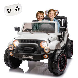 English Elm 24v Kids Electric Ride on Car with Parental Remote Rear Suspension and Bluetooth Audio White W1578P228746