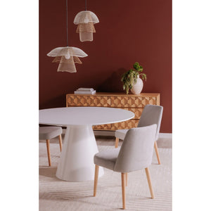 English Elm Otago 54 Inch Round Dining Table Geometric Base High Gloss Lacquer Modern Finish B2769S00007