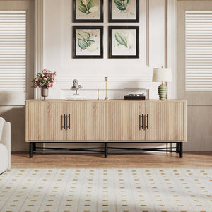 English Elm Christopher Knight Home® - Functional TV Cabinet with 4 Doors and Adjustable Shelves, Cable Management, Sturdy 66" Media Console Natural N779P296236N