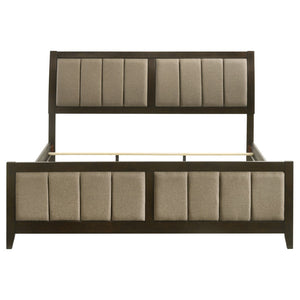 English Elm Clement Channel Tufted Eastern King Upholstered Bed with Warm Cocoa Fabric Panels B062S01705