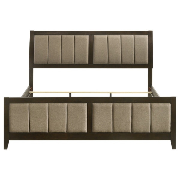English Elm Clement Channel Tufted Eastern King Upholstered Bed with Warm Cocoa Fabric Panels B062S01705