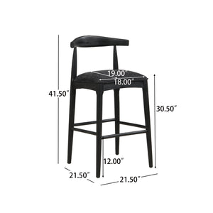 English Elm Christopher Knight Home® - BAR STOOL ladder-back farmhouse set of 2 with upholstered rubberwood seats, tapered legs, timeless charm Black N771P339893H