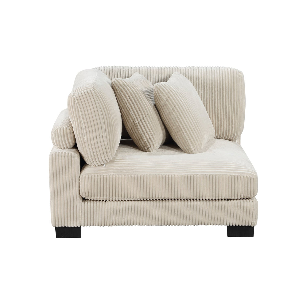 English Elm 1Pc Modern Corner Seat From Traverse Collection - Plush Beige Corduroy, Modular Design & Comfort Pillows B011P220979