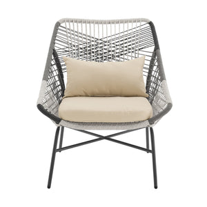 English Elm Ashland 5-Piece Outdoor Conversation Set with UV-Resistant Waterproof Fabric, Rustproof Steel Frame Cream B365P398240