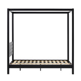 Minimalist Boho Full Canopy Bed with Simple Headboard Black ISLB6BBL Walker Edison