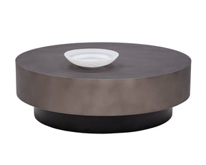 Sunpan Bernaby Coffee Table - Contemporary Round Design with Hand-Painted Metal Top and Unique Craftsmanship Gunmetal