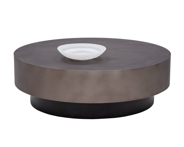 Sunpan Bernaby Coffee Table - Contemporary Round Design with Hand-Painted Metal Top and Unique Craftsmanship Gunmetal